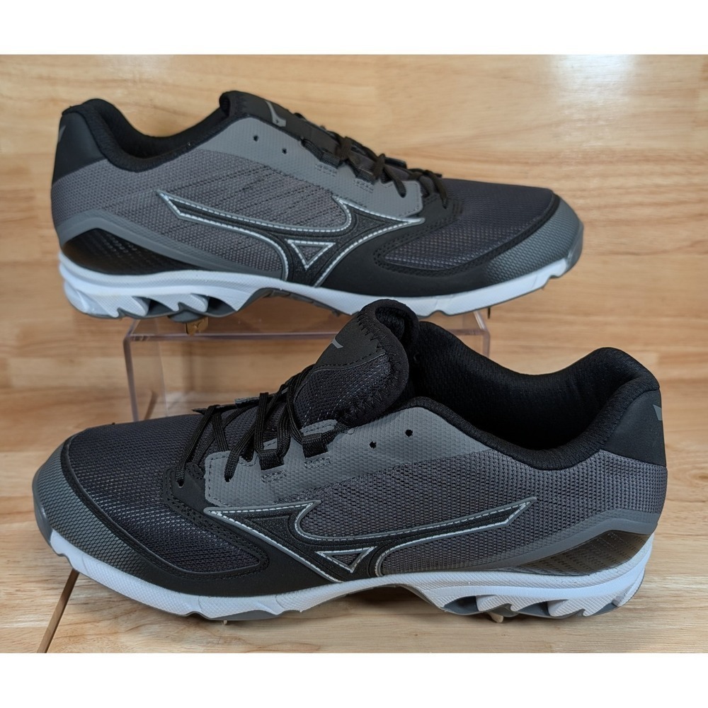 Mizuno Wave Lightrevo Baseball Cleats Metal Spike Black Grey Mens Athletic Shoes